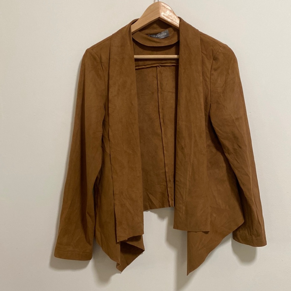Bagatelle M Faux Suede Open Front Jacket